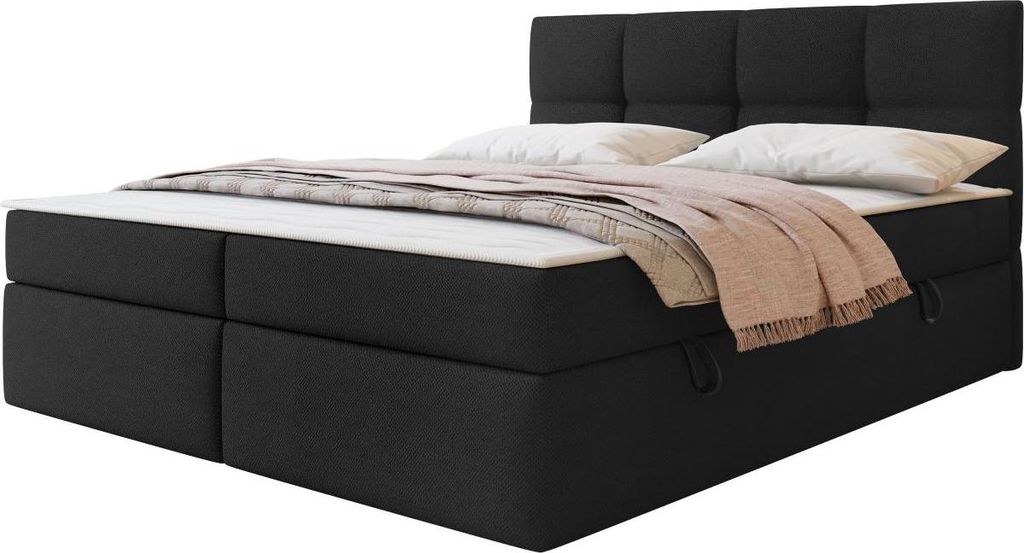MIRJAN24 Boxspringbett Figaro, Ehebett mit zwei Bettkästen, Doppelbett mit Topper, Härtegrad H3 (Farbe: Curio 99, Größe: 140x200 cm)