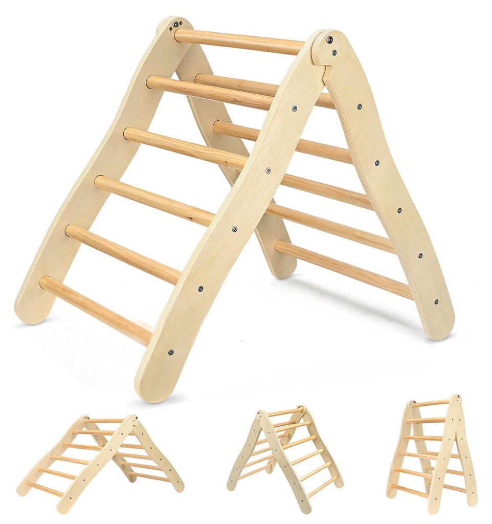 Holz Kletterdreieck für Kinder - Kletterleiter mit Rampe - Klappbar - Indoor Spielgerät - Wippe und Kletterspielzeug - Für Kinder 4–6 Jahre - ...