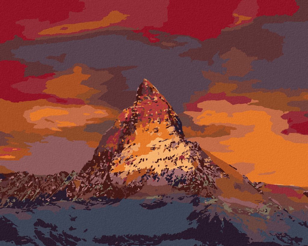 Zuty - Malen nach Zahlen - SONNENUNTERGANG IN DEN BERGEN, 40x50 cm, mit Keilrahmen (bereits gespannt)