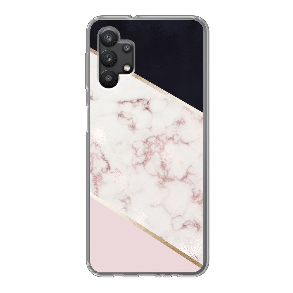 MuchoWow Handyhülle Schutzhülle Hülle für Samsung Galaxy A32 5G Marmor - Roségold - Luxus Silikon Softcase Handy Hülle - Softcase