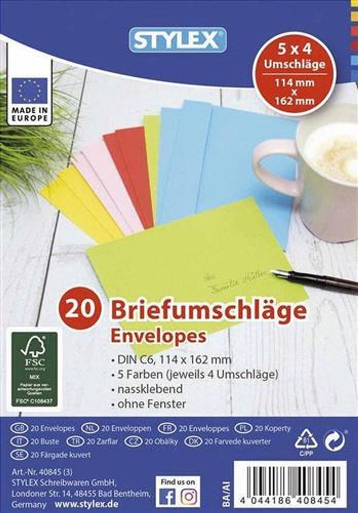 Stylex Briefumschlag farbig C6 - 1 Packung (20 Stk.) Produktbild 8