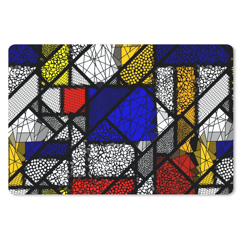 MuchoWow Schreibtischunterlage Mondrian - Glasmalerei - Alte Meister - Kunstwerk - Abstrakt - Malerei 60x40 cm - XXL Mauspad - Großes Mauspad