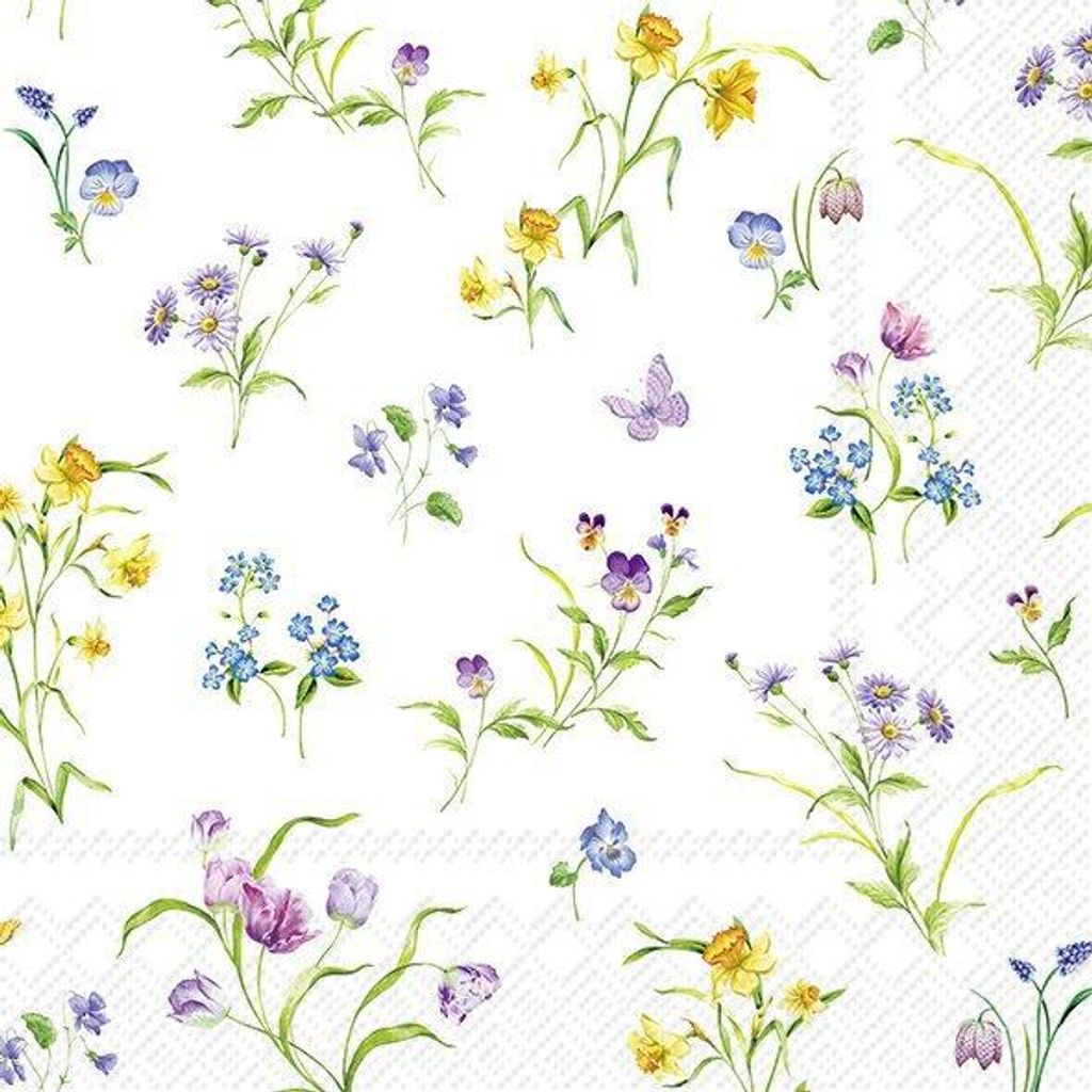Servietten 25x25 cm - EASTER FLOWERS white