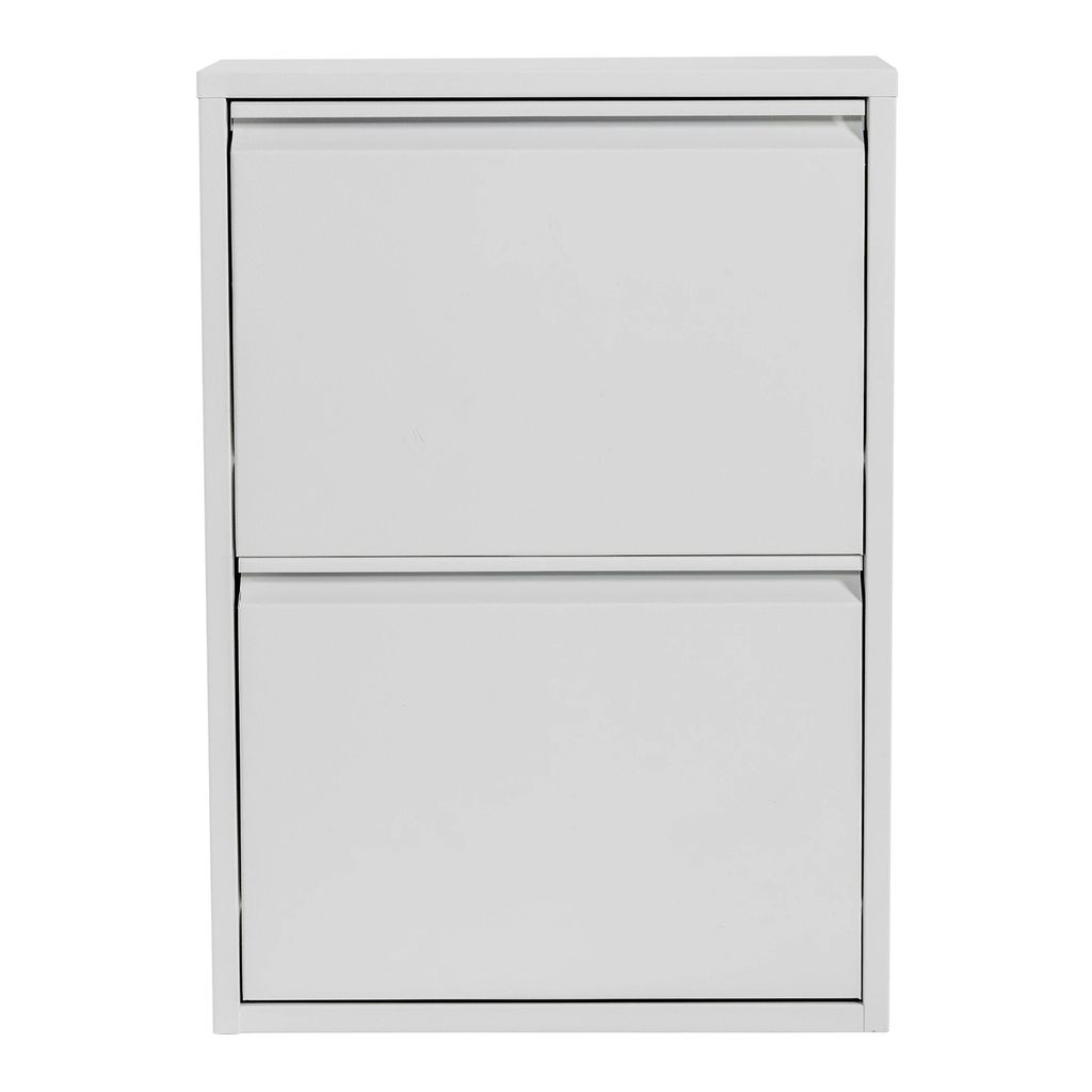 In And OutdoorMatch Schuhschrank Sormi - Mit 2 Falttüren - Weiß - Metall - Platzsparend