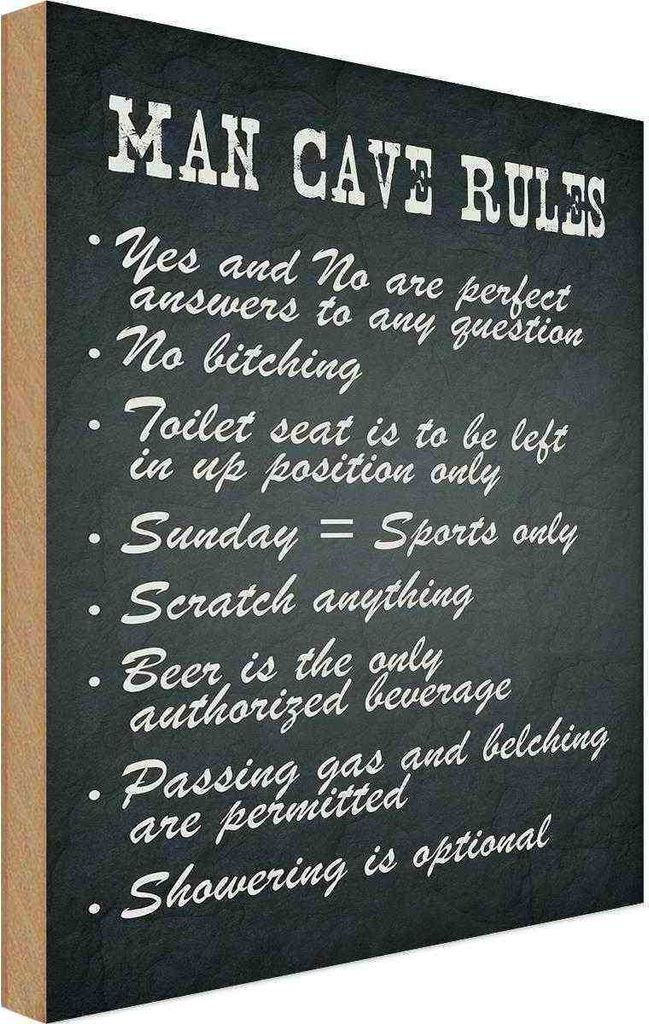 vianmo Holzschild 30x20 cm man cave rules Männer Regeln Frauen