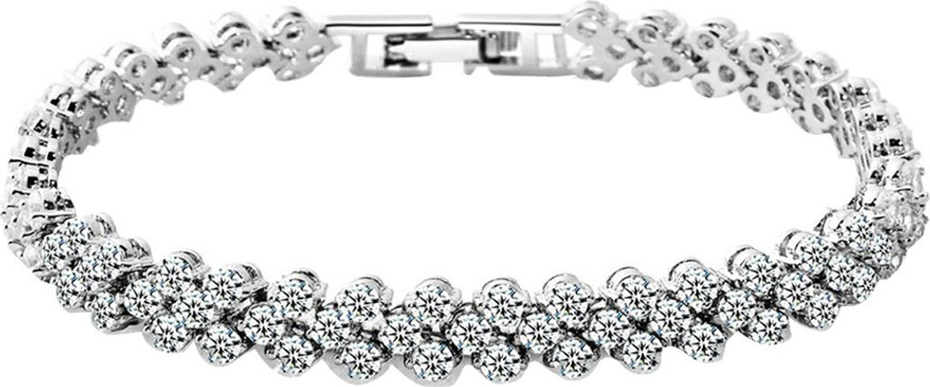 Damen-Armband, modisch, voller Strass-Intarsien, Armreif, Hochzeit, Party, Schmuck, Geschenk-Silber