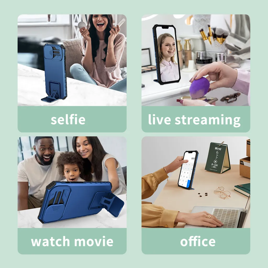 Cover Blu iPhone 16 Plus: Protezione Camera e Stand Magnetico - 4