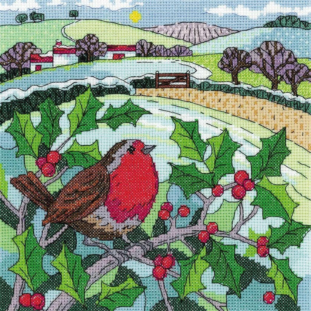 Heritage Kreuzstich Set Aida "Winterlandschaft", Zählmuster, kcwt1588-a, 20,5x20,5cm