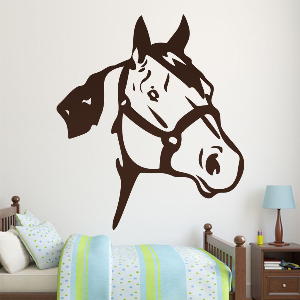 KIWISTAR Pferd Kopf - Reiten Stute Hengst Mähe Wandtattoo in 6 Größen - Wandaufkleber Wall Sticker - Dekoration, Küche, Wohnzimmer, Schlafzimme...