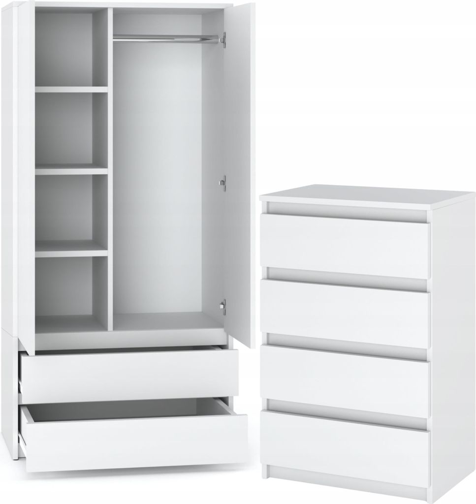 STIV Möbel | Schlafzimmer Set Weiß Matt | Kleiderschrank Produktbild 