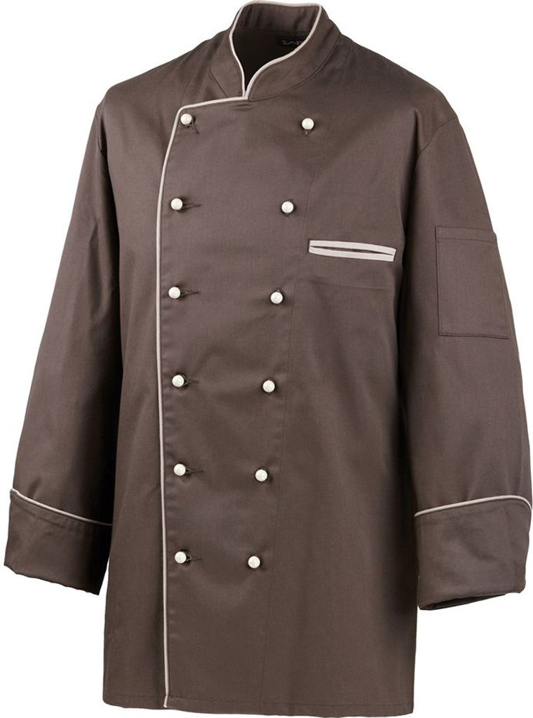 Kochjacke langarm, Fb. braun, Paspel sand, Gr. M : 65% Produktbild 