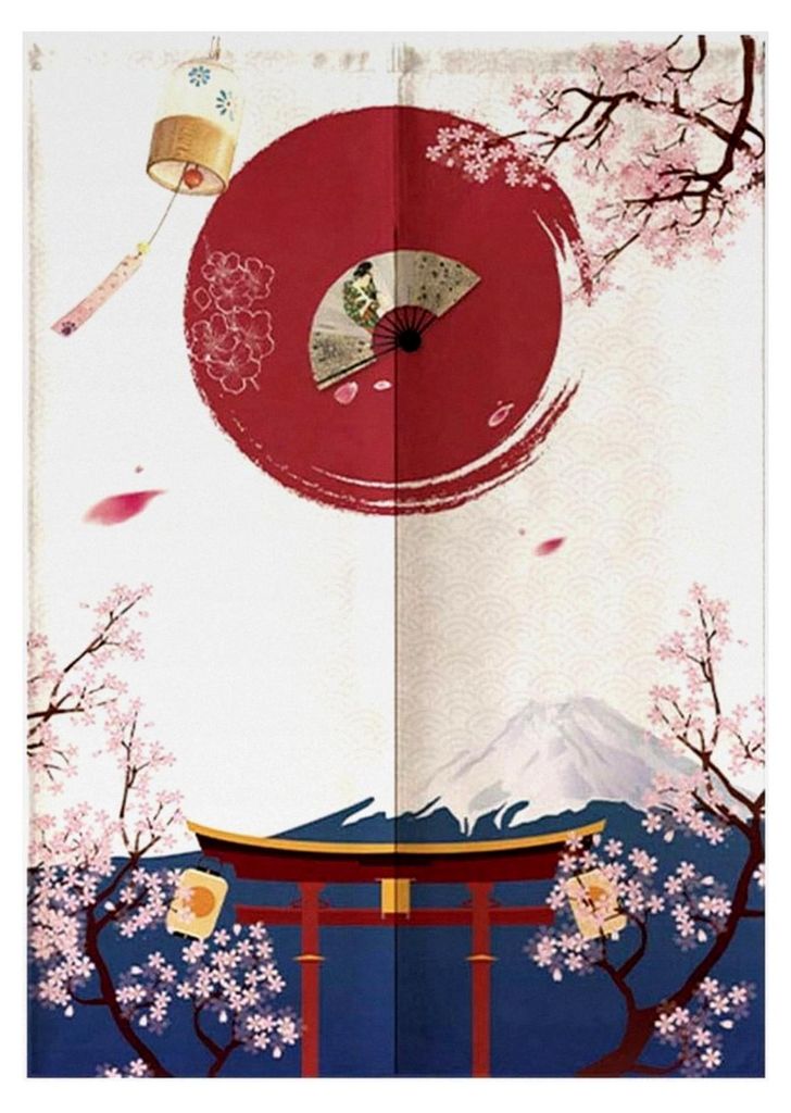 Japanischer Vorhang aus Polyestergewebe für Kinderzimmer, Schlafzimmer, Küche und Geschäfte (85 * 120cm)