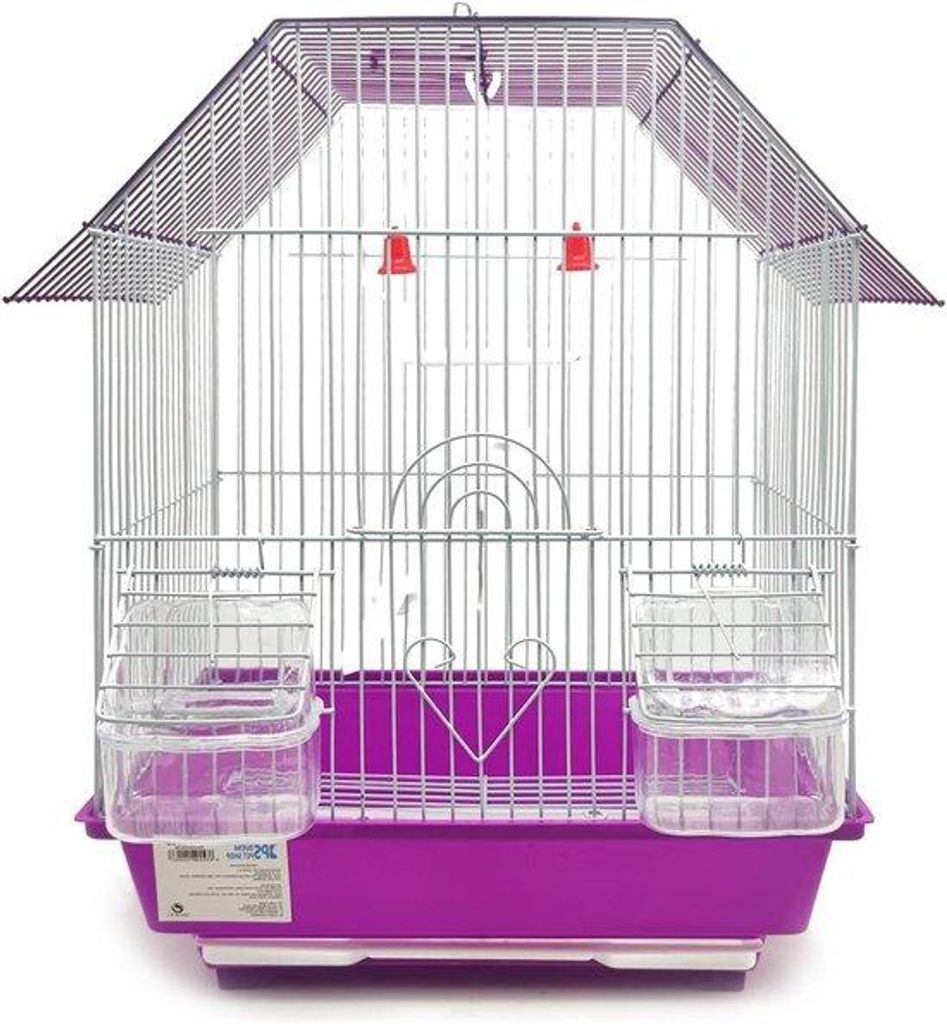 Kleiner Vogelkäfig für Grasparkit und Kanarie mit Futter- und Trinkbehälter und Sitzstangen - Zufällige Farbe