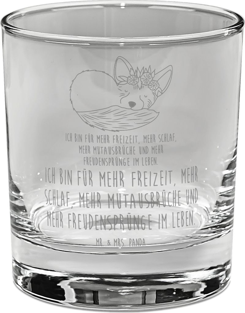 Mr. & Mrs. Panda Cocktailglas Wüstenfuchs Blumen - Transparent - Geschenk, Glücklich, Glas für Gin, Wüste, Longdrinkglas, Tumbler, Afrika, Wild...