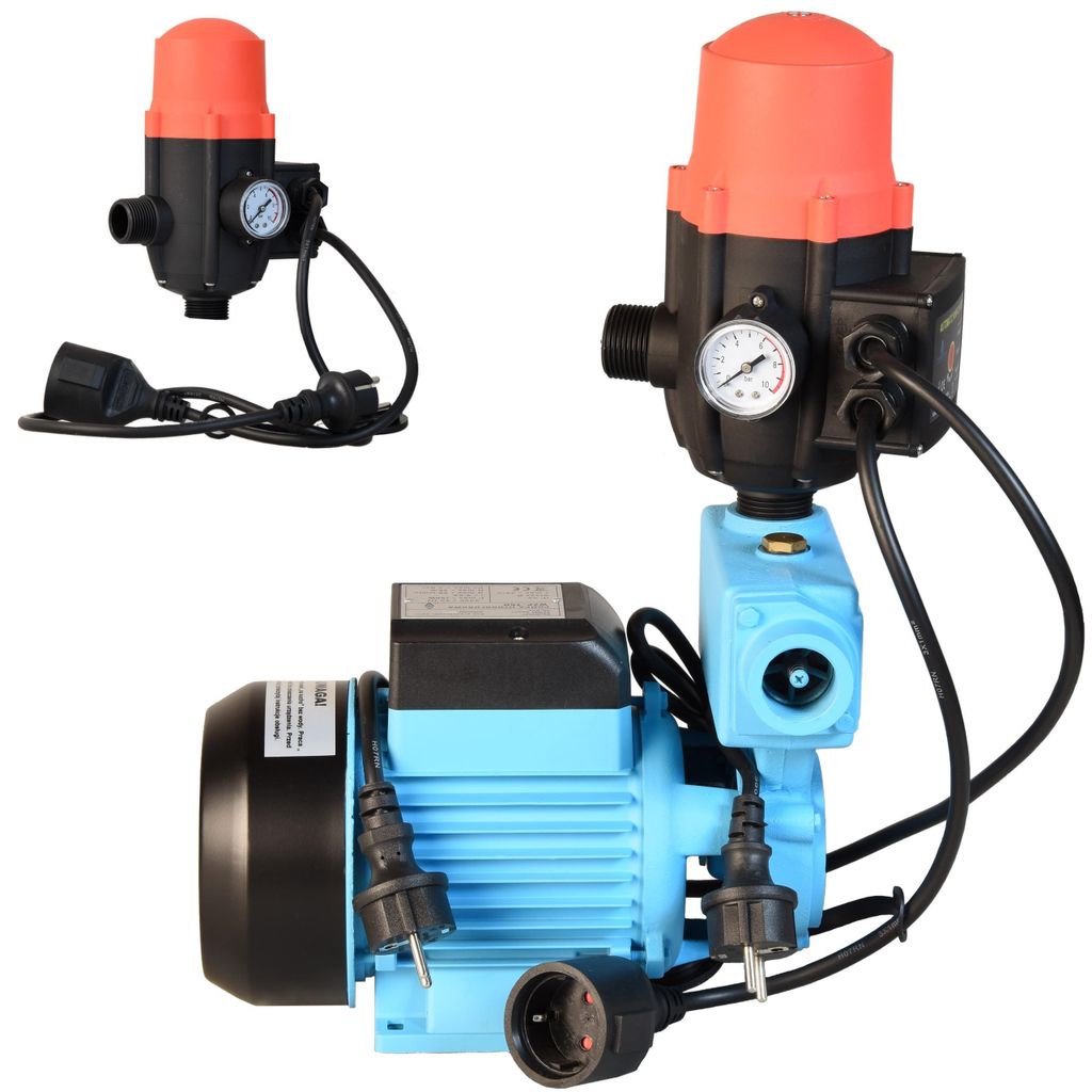 Wasserpumpe WZP 750 mit Elektronische Druckschalter BRIO (750W 3000l/h Förderhöhe 55m) Pumpensteuerung Einschaltdruck einstellbar Trockenlaufschutz