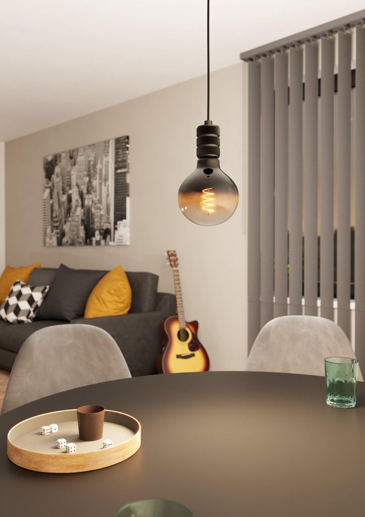EGLO Pendelleuchte Esstisch Yorth, Hängelampe für Wohnzimmer und Esszimmer, Esszimmerlampe aus Metall in Nickel-Nero und schwarz, Lampe, E27