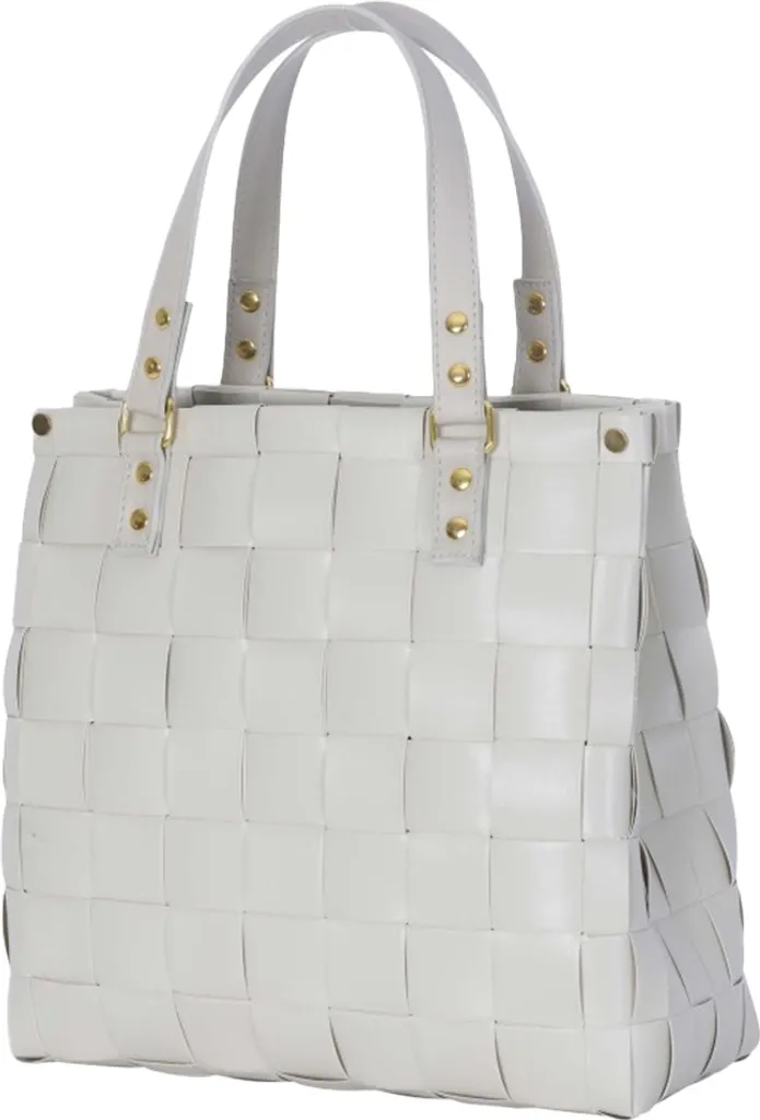 Panier à main Charlotte Handed By - Grand cabas chic gris clair tressé