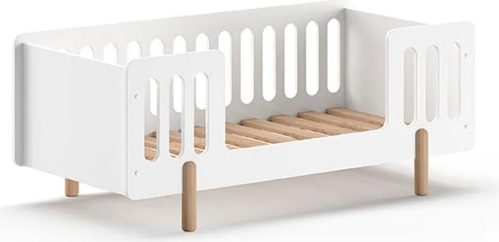 Lit Bébé FURNLUX Smile Blanc 70x140 cm - Lit de Bébé Évolutif et Confort