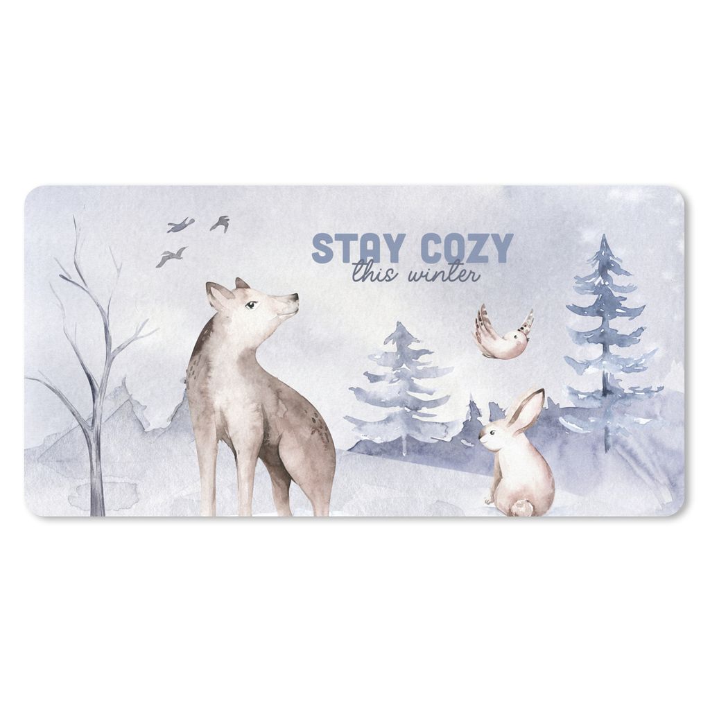 MuchoWow Mauspad Mousepad Winter - Zitat - Wald 60x30 cm - Mousepads - Maus Mat - Pad - Mausunterlage - Nachhaltig