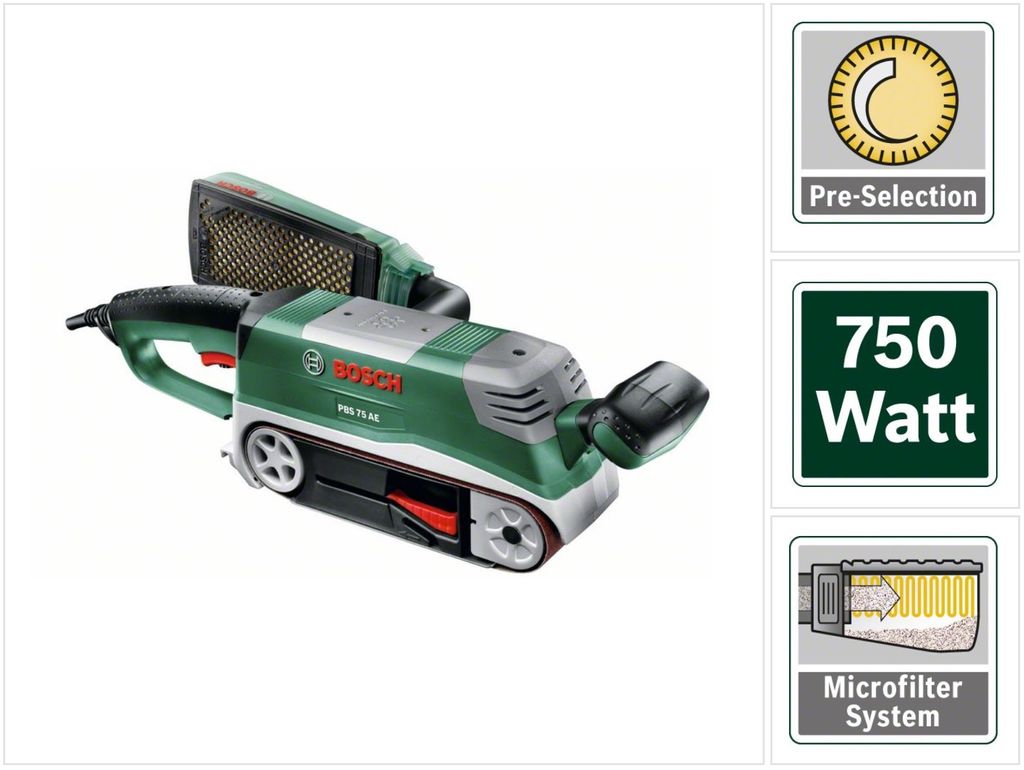 Bosch PBS 75 AE Set, Leštička, Zelená, Šedá, 200 m/min, 350 Obrázok produktu 