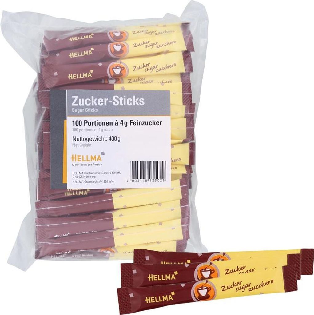 Zucker-Sticks, 100 Portionen á 4 g, 100% recyclingfähiges Produktbild 