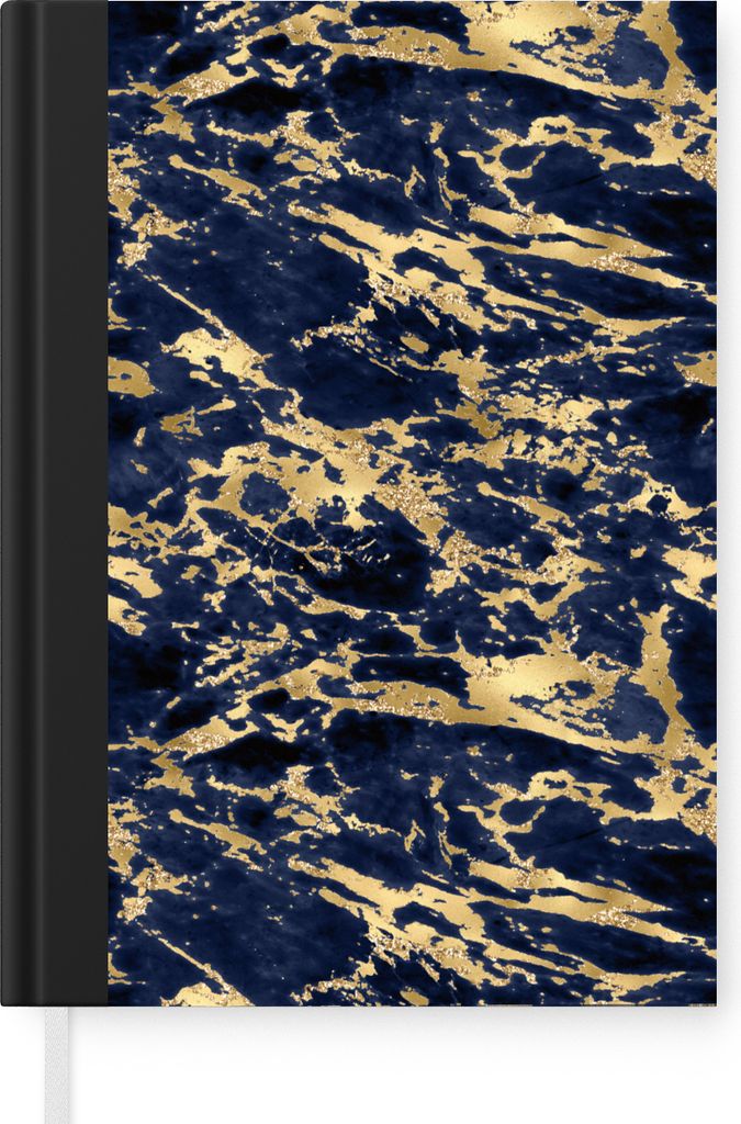 MuchoWow Notizbuch Tagebuch Haushaltsbuch Notebook A5 Blau - Gold - Marmor - Muster - Notizblock - Notizheft - Notebook - Schreibblock - Papier