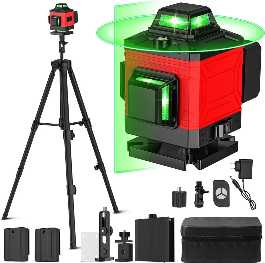 Niveau laser 4D 16 lignes faisceau vert précis avec housse et socle