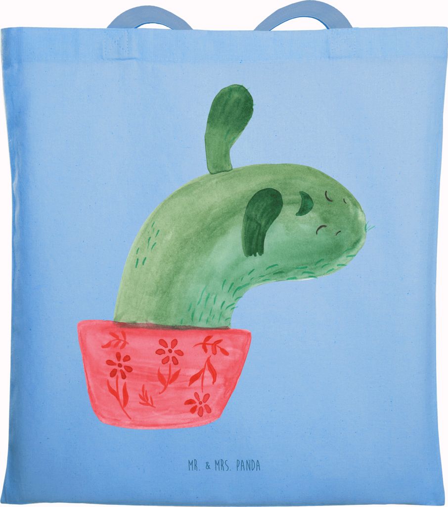 Mr. & Mrs. Panda Tote Bag Kaktus Mama - Sky Blue - Geschenk, Shopping Tasche, Laptoptasche, Quote, Kakteen, Motivation, Büro, Jutetasche, Büchert...
