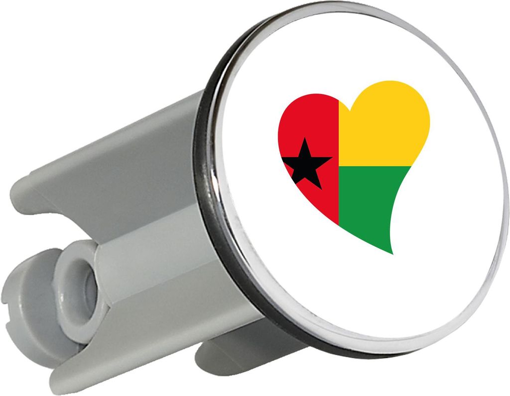 Huuraa Waschbeckenstöpsel Guinea-Bissau Flagge Herz 4cm höhenverstellbar Abflussstopfen Geschenkidee