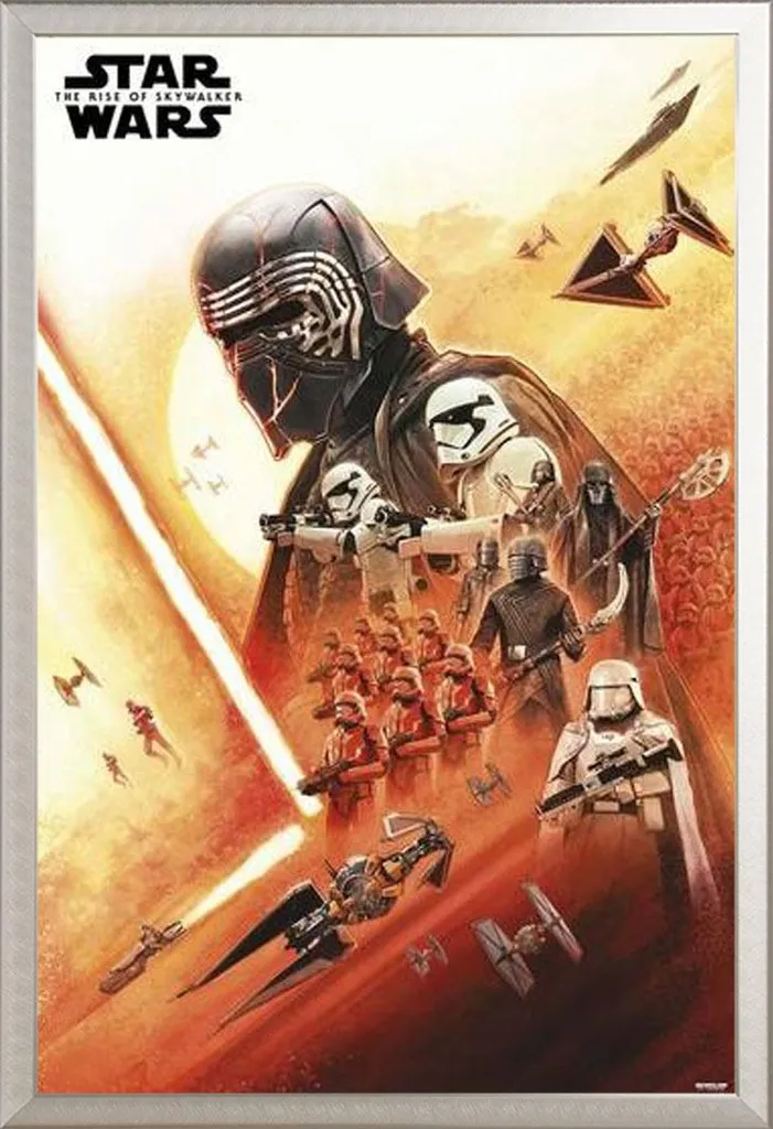 Star Wars - Poster - Episodio IX - Primera Order + cornice rimovibile, Shinsuke® Maxi alluminio argento, vetro acrilico