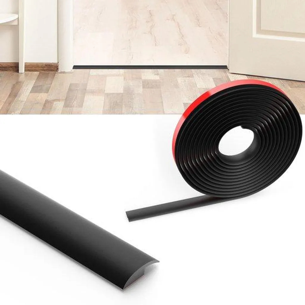 Profilé de transition sans perçage noir 3m, plinthe de finition en PVC