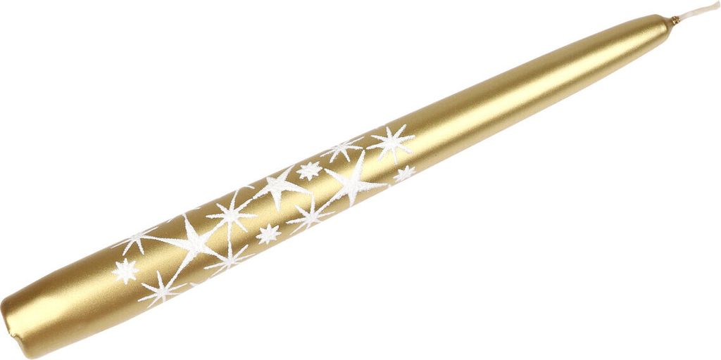 Spitzkerze "Glitzersterne" Gold 240/24 mm, Weihnachtskerzen von Steinhart Kerzen in RAL-Kerzen Güte Qualität