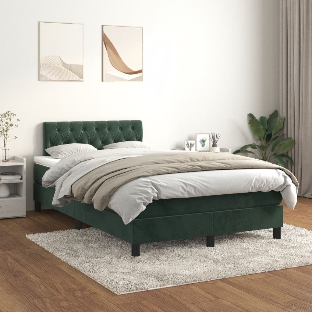 "2026 Promotion" Boxspringbett mit Matratze - Dunkelgrün 120x200 cm - Samt - Polsterbett CC8467