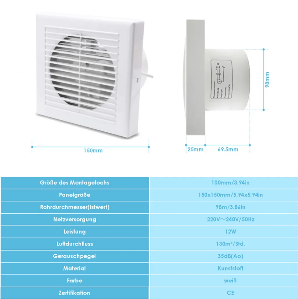 Aspiratore Silenzioso Wolketon 100mm: Comfort e Igiene per il tuo Bagno