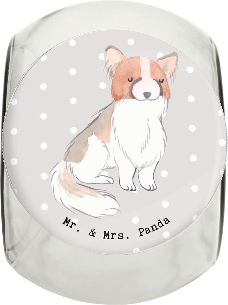 Mr. & Mrs. Panda Bonbonglas Papillon Moment L 870ml - Grau Pastell - Geschenk, Dose, aufbewahrungsglas, Aufbewahrungsdose, Glasdose, glasbehälter,...