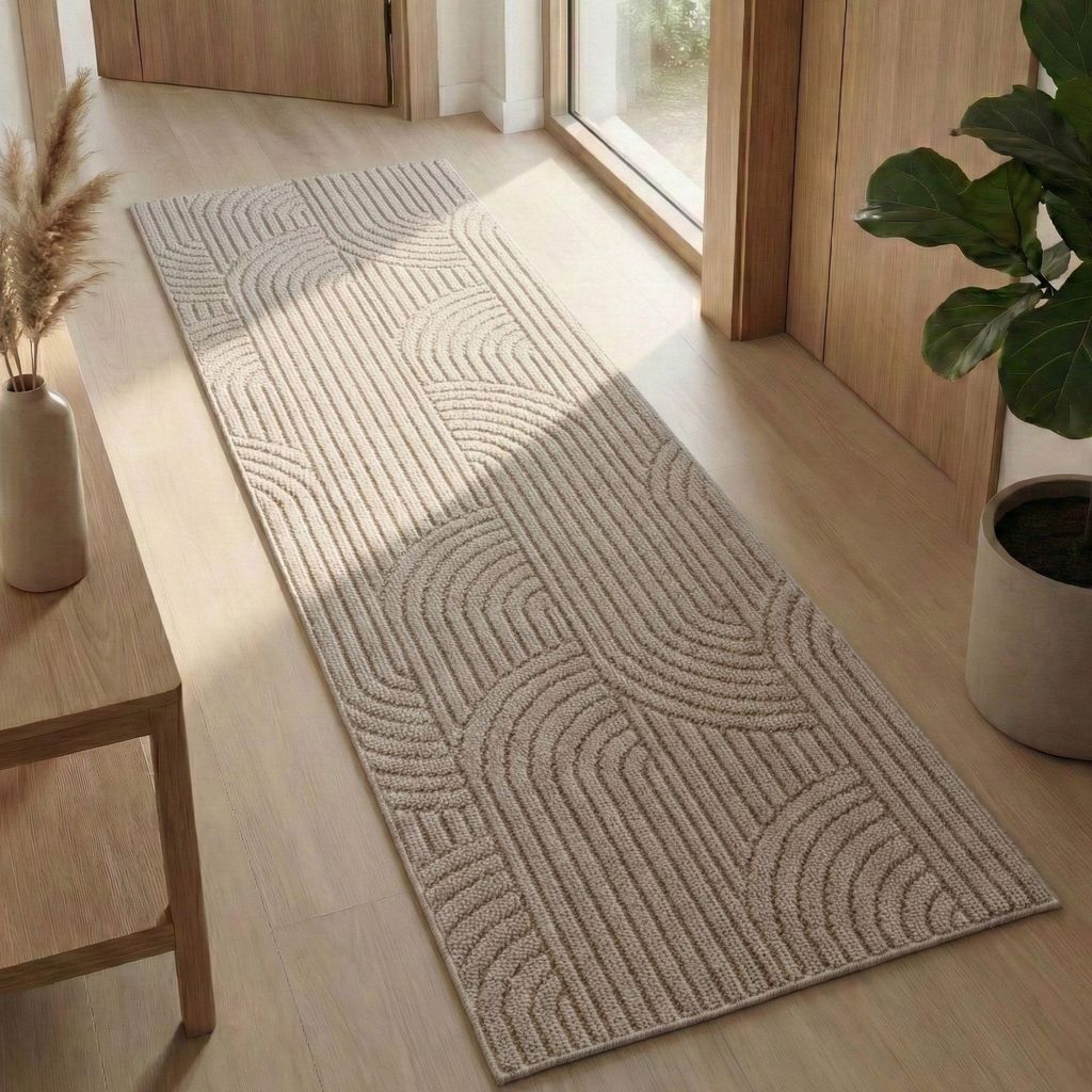 Carpetsale24 Teppich Wohnzimmer Boho Design Bouclé Schlingenflor Skandi Stil Robust Superweich für Schlafzimmer, Grösse: 80x250 cm