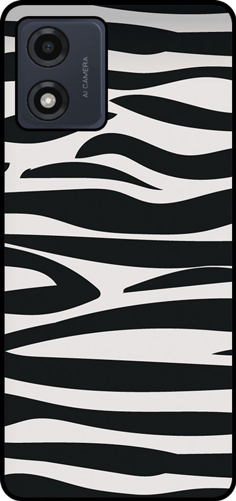 Smartphonica Handytasche passend für Motorola Moto E13 mit Zebradruck - TPU Rückseite Abdeckung Fall Zebra-Design - Schwarz Weiß