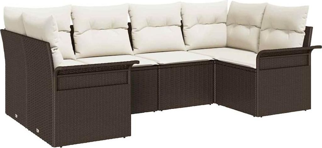vidaXL Garten-Sofa-Set mit Speicher 6 pcs Braun Poly Rattan