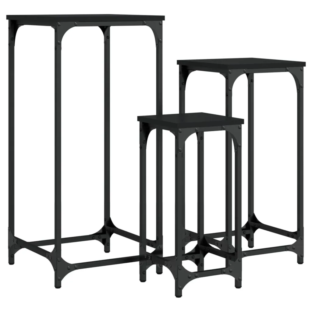 Offerta Set 3 Tavolini Impilabili Neri SYFAX™ Legno Multistrato