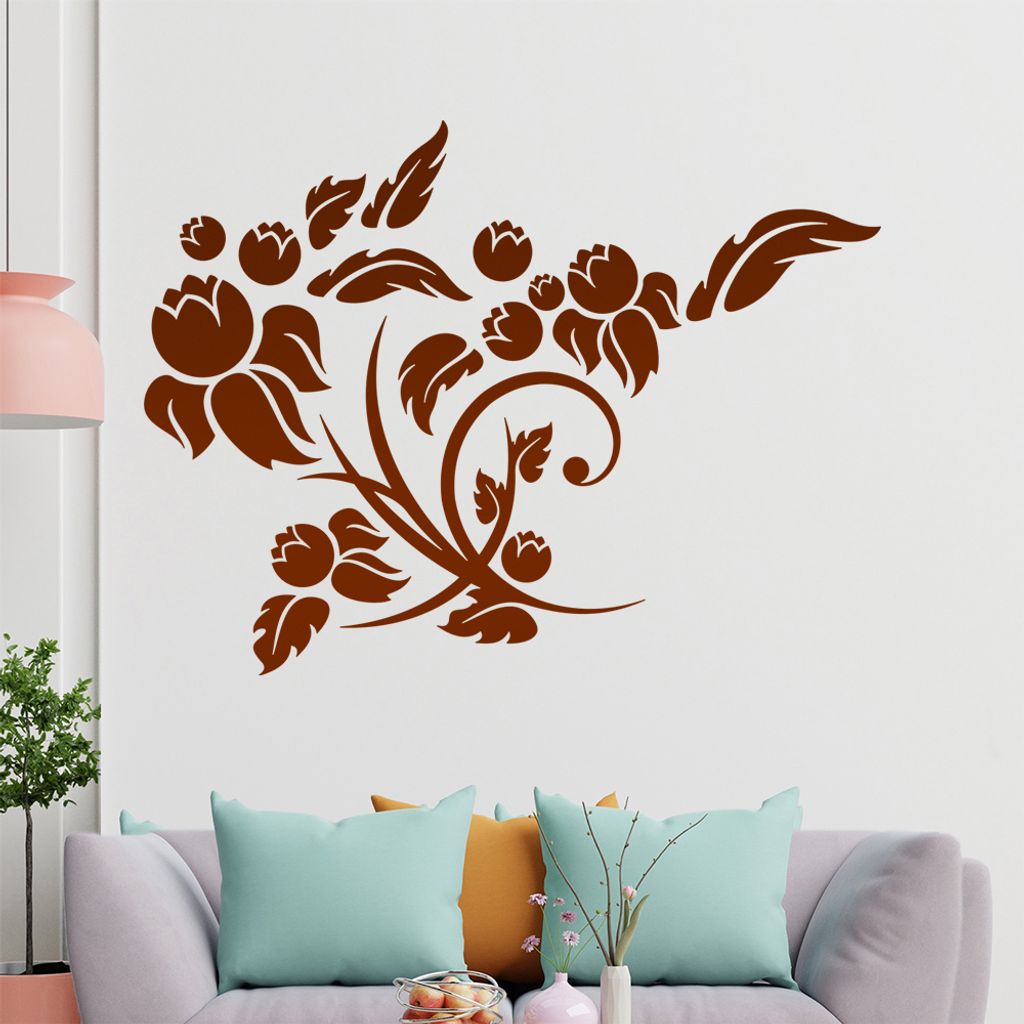Tribal Ranke Blume Wandtattoo in 6 Größen - Wandaufkleber Wall Sticker - Dekoration, Küche, Wohnzimmer, Schlafzimmer, Badezimmer
