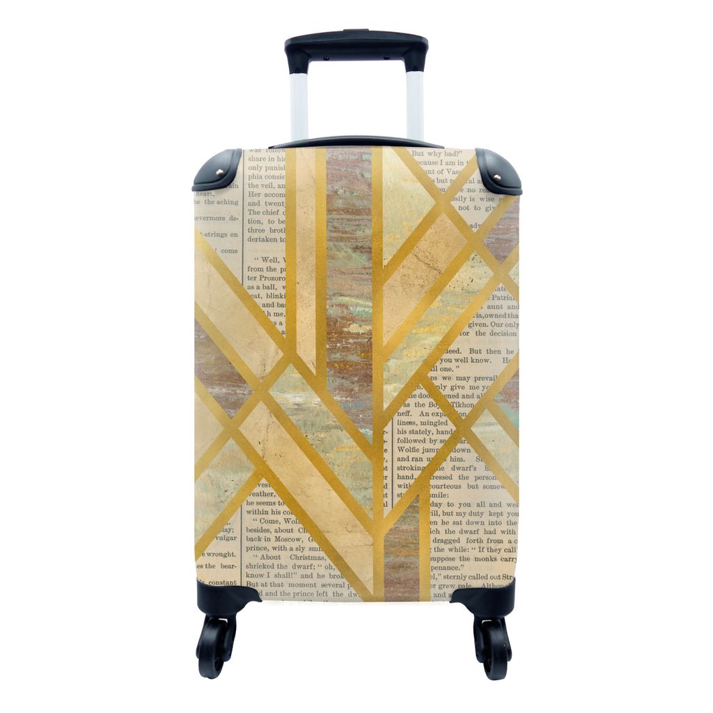 MuchoWow Koffer Handgepäck Trolley Rollkoffer Kleine Reisekoffer mit 4 Rollen - Gold - Marmor - Luxus - Cabin Size < 55x40x23 cm & 55x40x20 cm -...