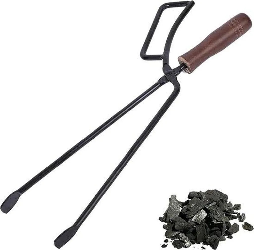 Tisonnier Anti-Brûlure 40 cm Manche Bois pour Poêle à Bois et Insert