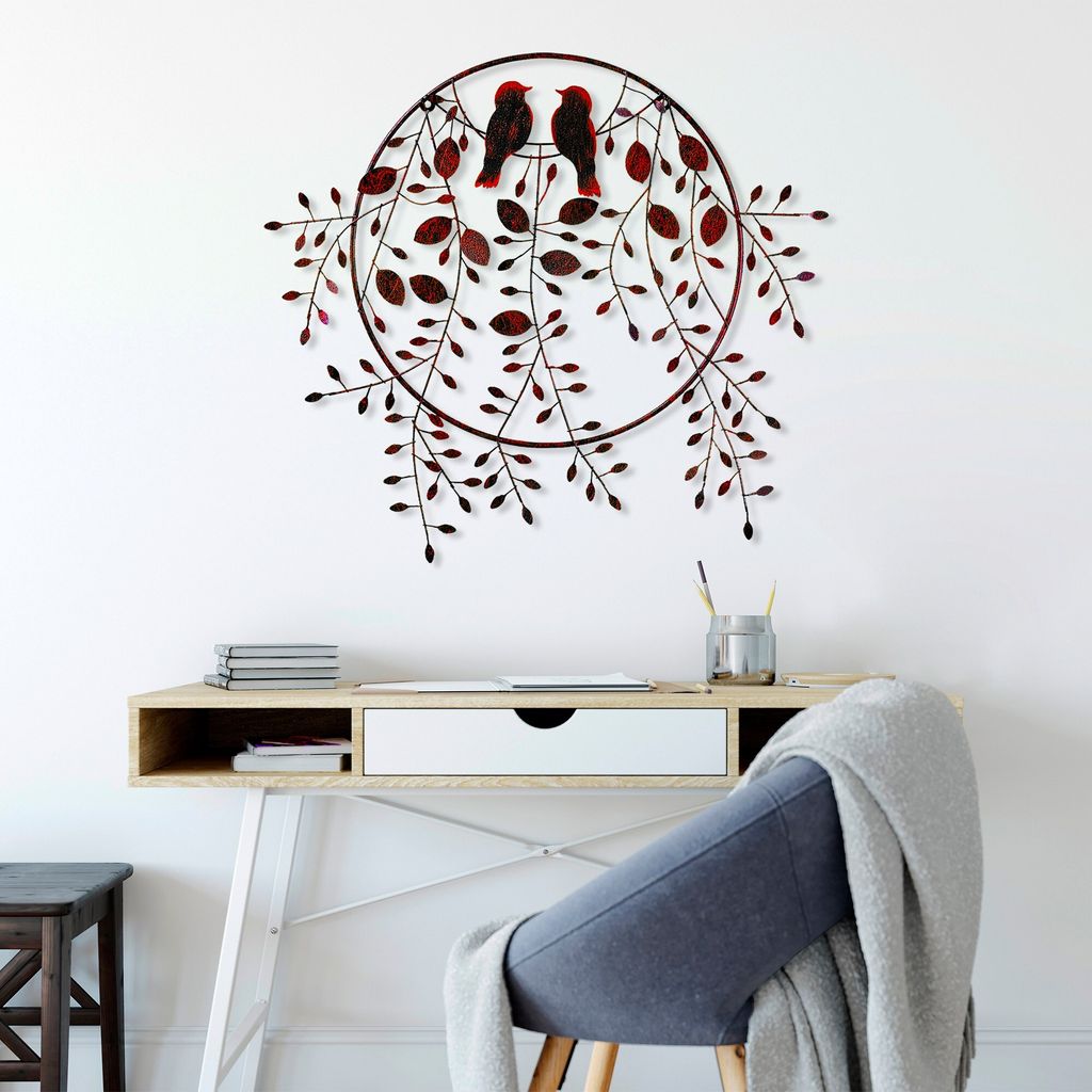 Wallity, Love of Birds, Dekoratives Wandaccessoire aus Metall, 100 % METALL, Mehrfarbig, 75 x 86 cm