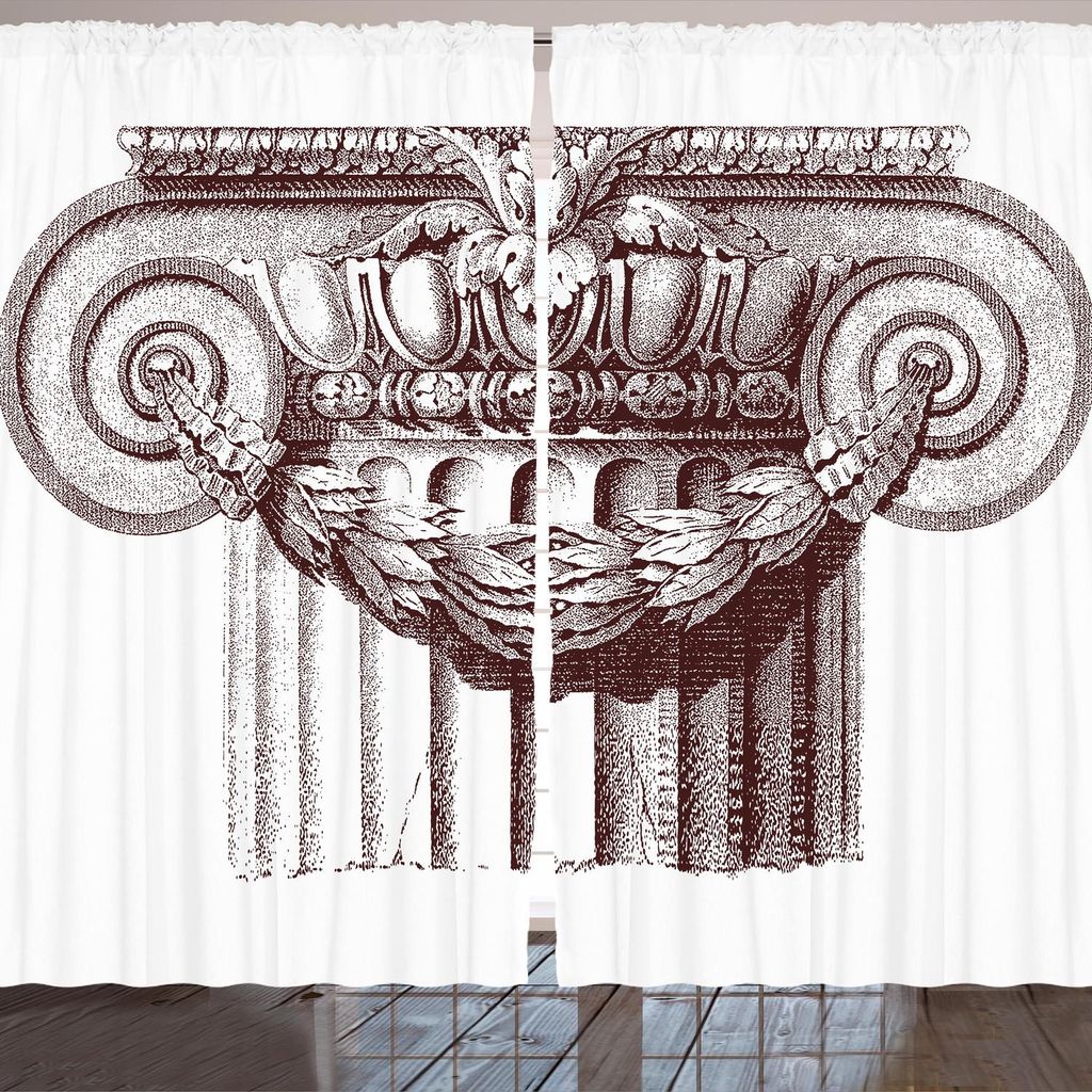 ARANDE Jahrgang Gardine, Klassische antike Spalte Römisches Reich-Architektur-Kultur-Druck, 280 x 175 cm, Burgunder und Weiß