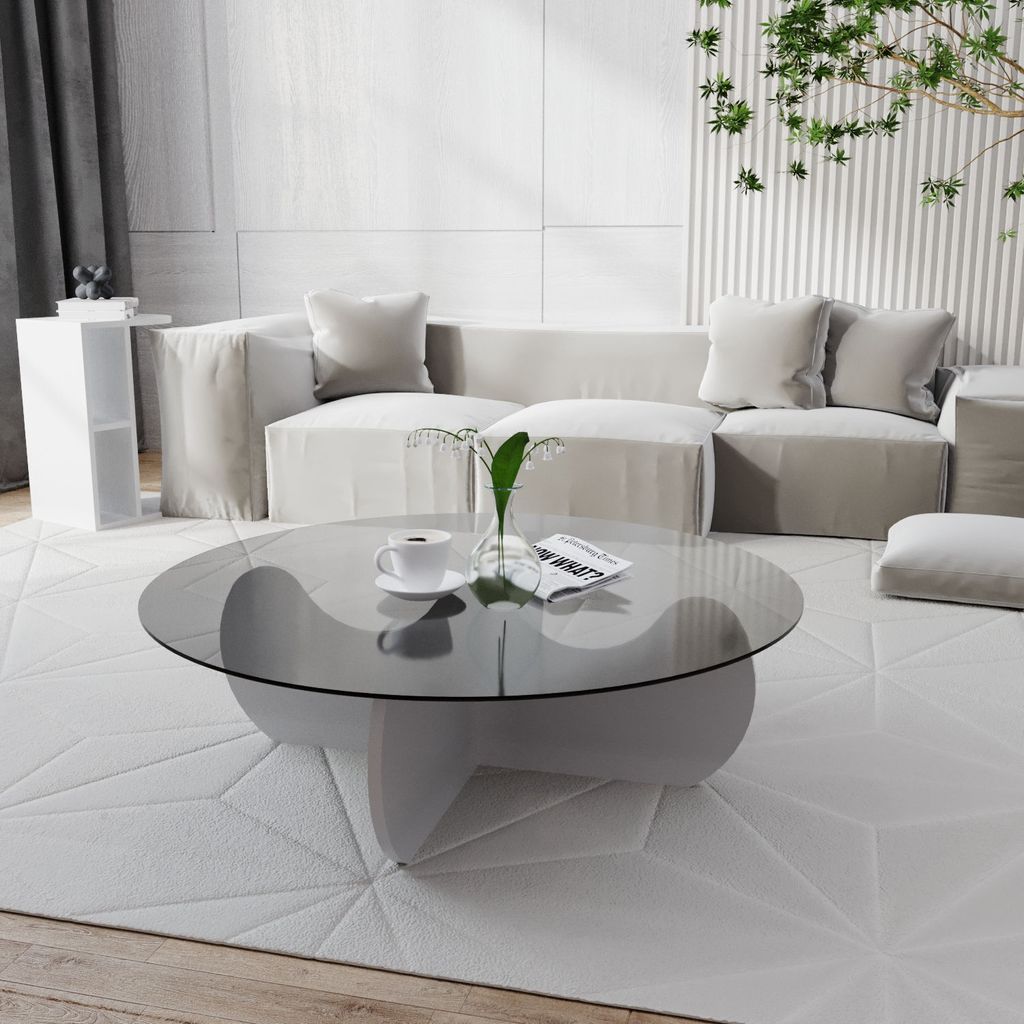 skye-decor couchtisch, glas, weiß, 90 x 30 x 90 cm, modern minimalistisch,  mit stauraum, melaminbeschichtete spanplatte 18mm, himalayas