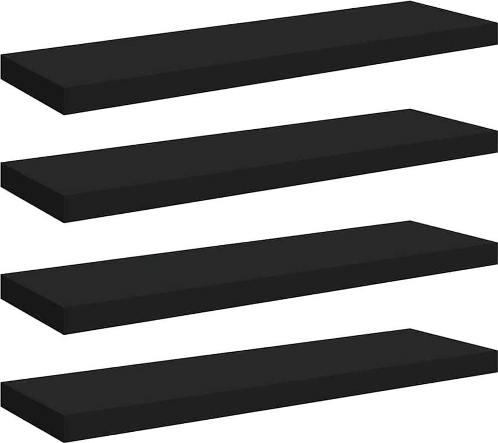 vidaXL Schweberegale 4 Stk. Schwarz 80x23,5x3,8 cm MDF