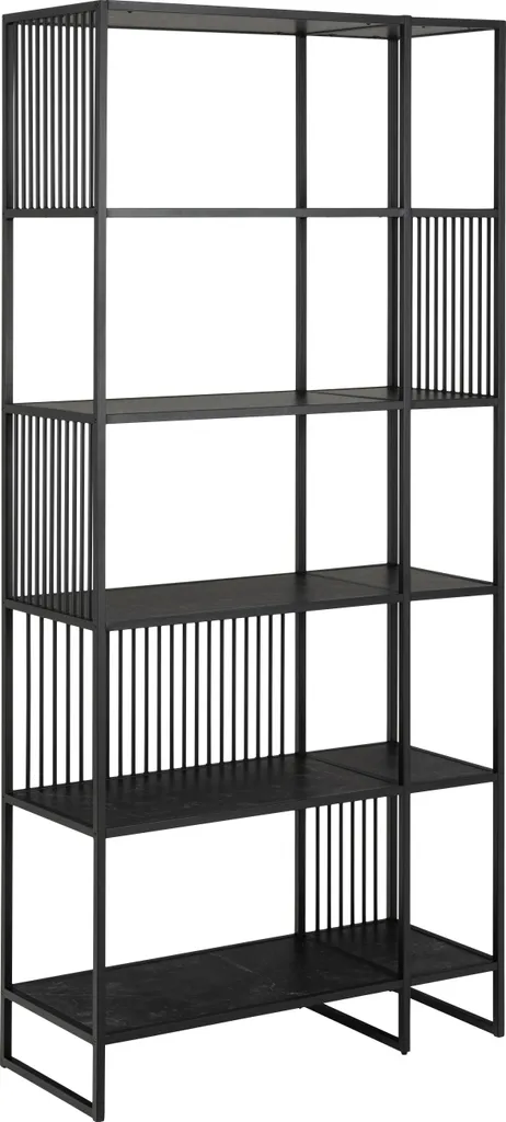 Bibliothèque haute Strington étagère 5 niveaux en bois noir mat