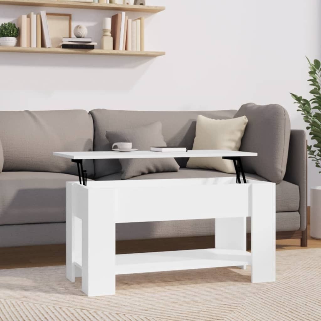 vidaXL Couchtisch Hochglanz Weiß 101x49x52 cm Holzwerkstoff - Couchtisch - Couchtische - Couchtisch Höhenverstellbar - Beistelltisch