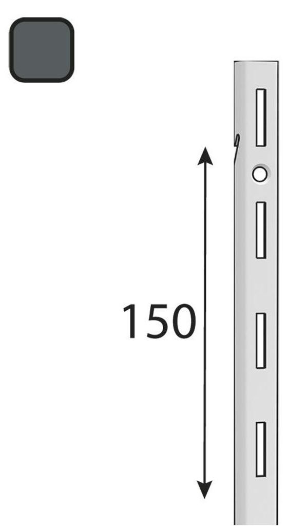 INTEGRI Anthrazit Einzel-Wandschiene 150mm Garderobensystem Regalsystem Wandmontage Stahl