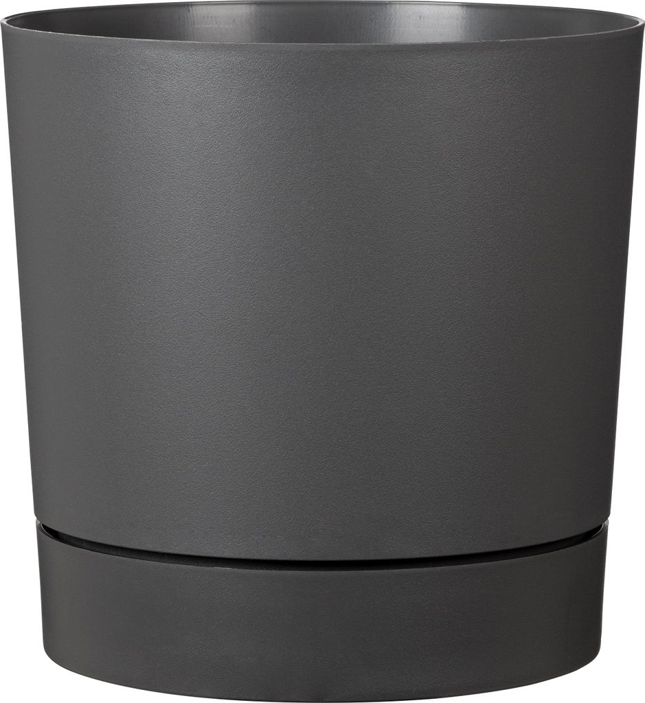 Runder Blumentopf mit Wasserreservoir – – Plano – Ø 39 – 32 L – H 38 cm – Metallicgrau